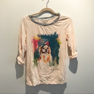 NWOT Anthropologie Cocker Spaniel Watercolor Shirt